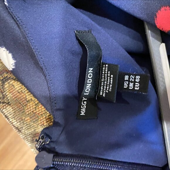 Maggy London Polka Dot Long Balloon Sleeve Dress With Cutout Back and Tie Waist - Picture 6 of 11